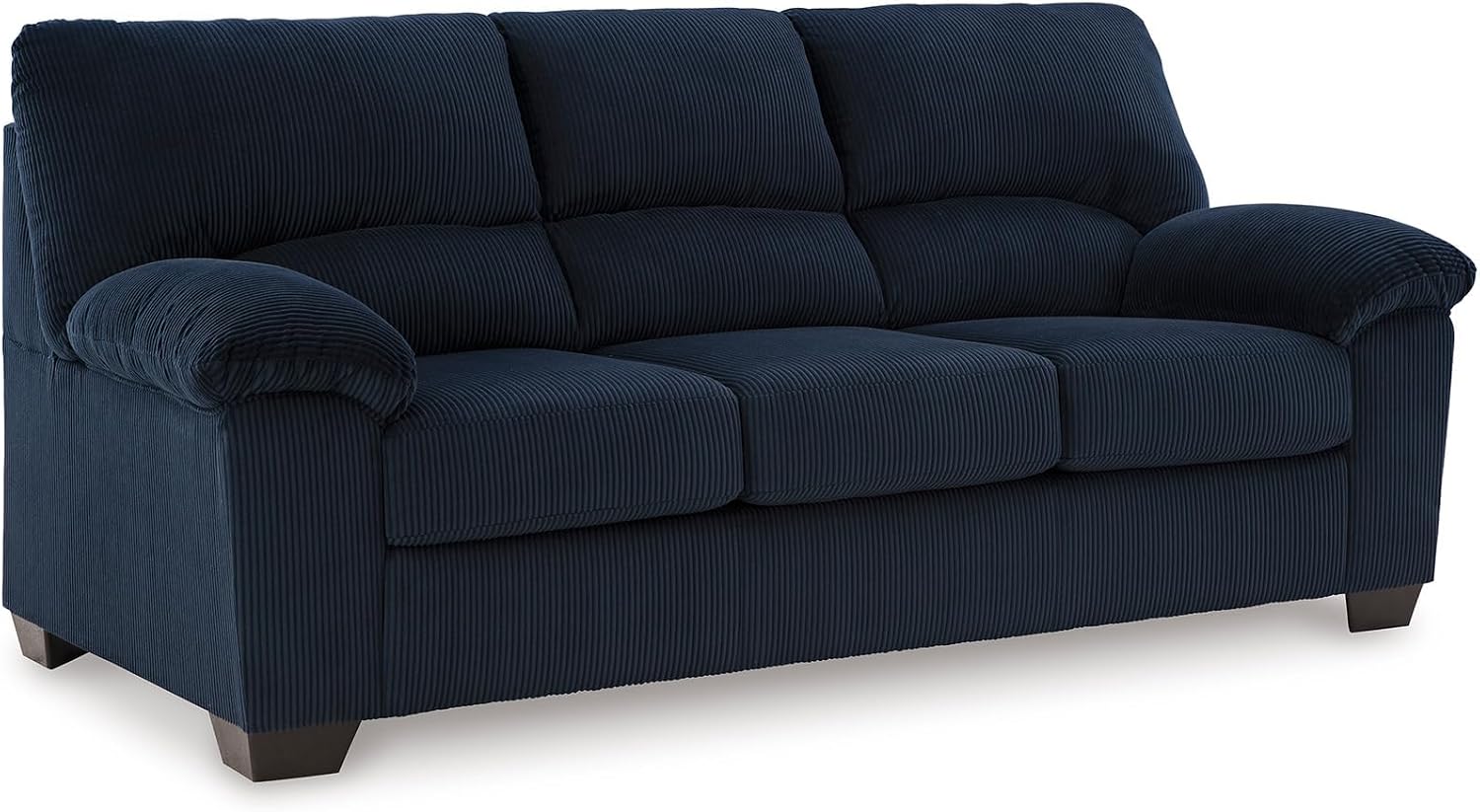Pemberly Row Contemporary Upholstered Sofa, Navy Polyester Fabric, Solid and Engineered Wood Frame, High-Resiliency Cushions, 83" W x 38" D x 40" H, Casual Living Room Seating for 3