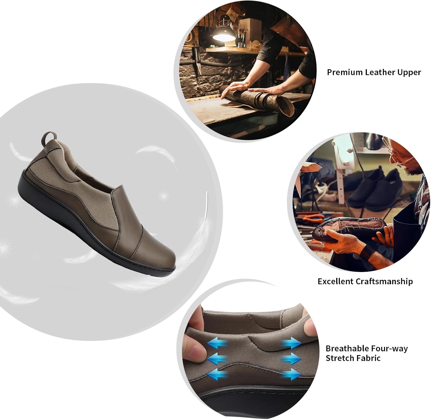 Women's Comfort Leather Loafers Cute Casual Slip On Lightweight Walking Flats Everyday Work Shoes - Image 4