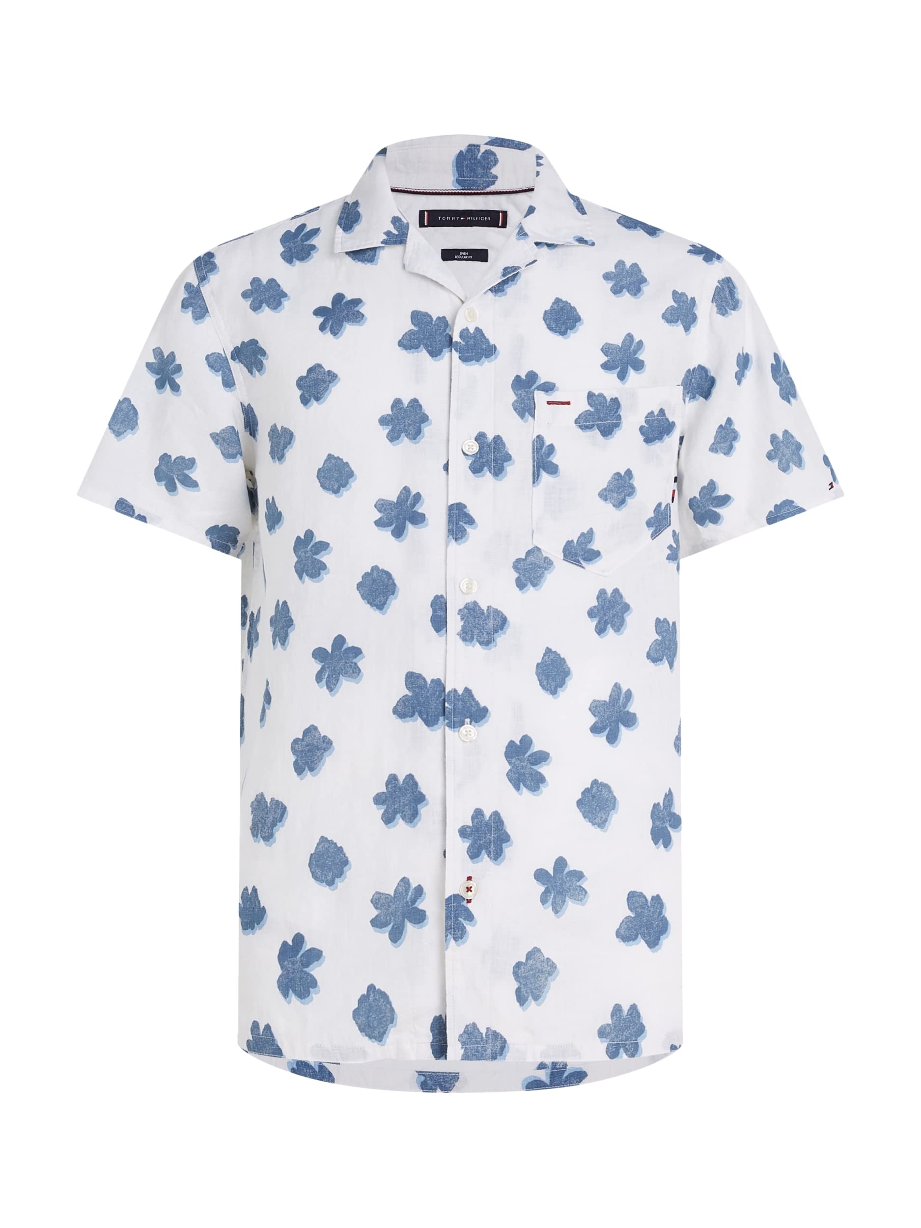 Tommy Hilfiger de los Hombres Camisa de Manga Corta monoflor, Blanco