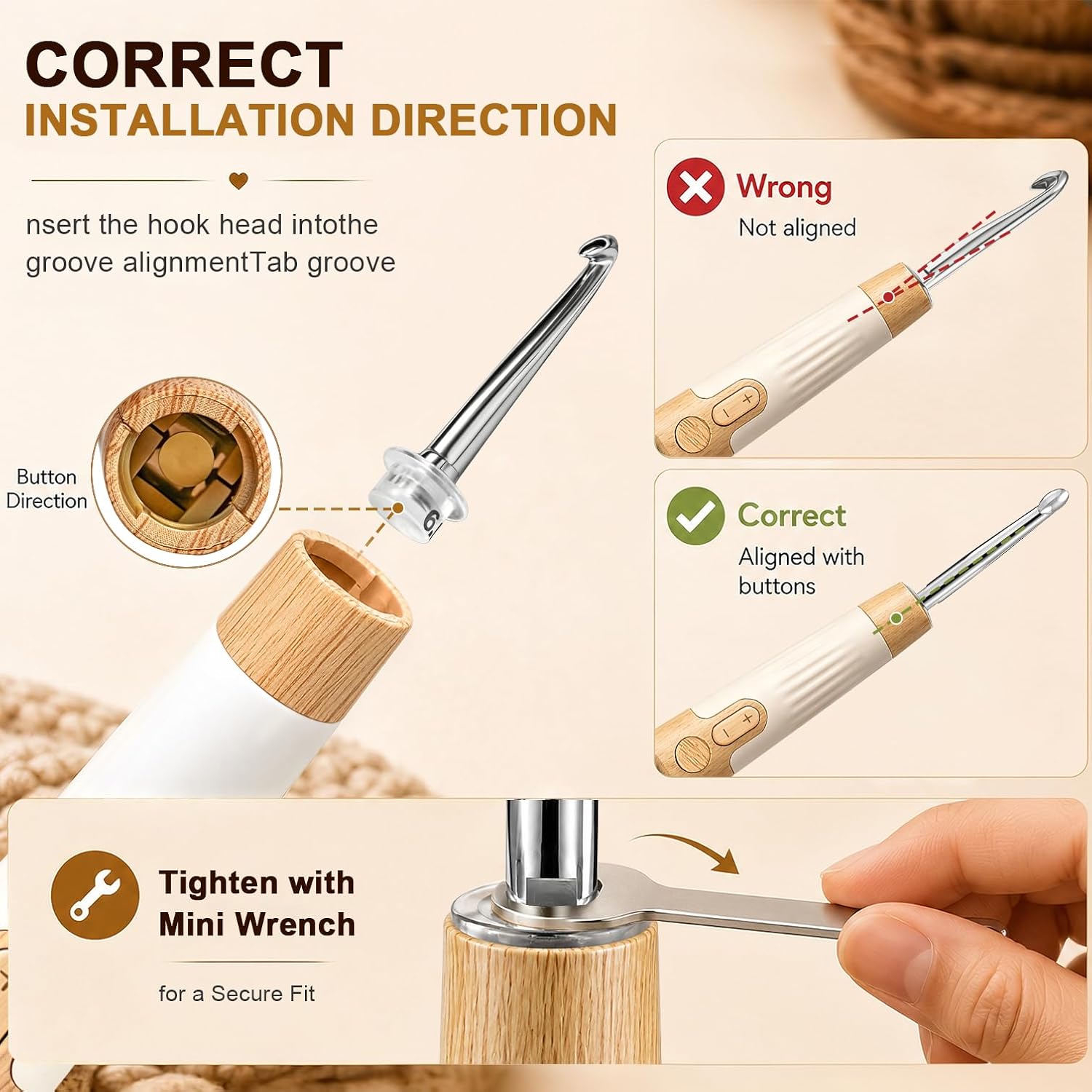 Lighted Crochet Hook Set, Crochet Hooks with Stitch & Row Counter, 18 Sizes