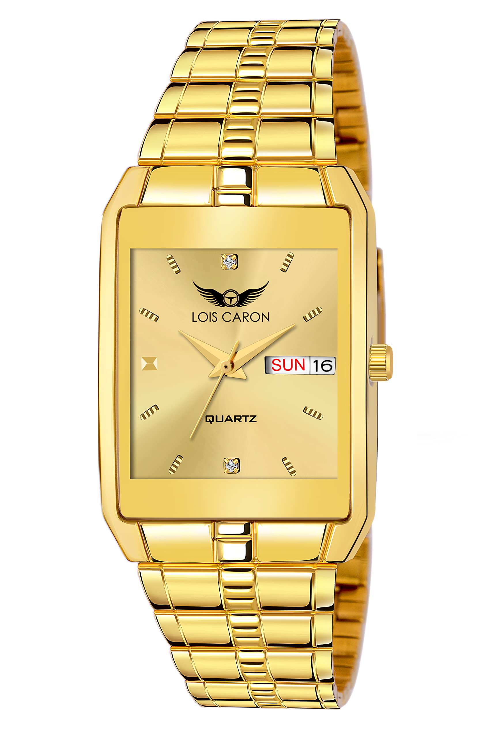 LOIS CARON Original Gold Plated Day & Date Functioning Analogue Dial Mens Watch (LCS-8501) (B09S636VVT) Amazon Price History, Amazon Price Tracker