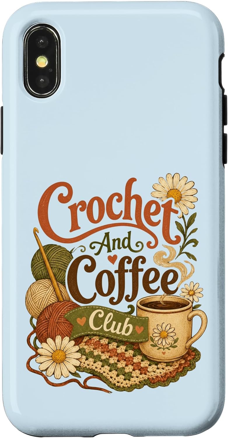 Crochet Coffee Daisy Floral Hook Case for iPhone 14 Pro Max image 5