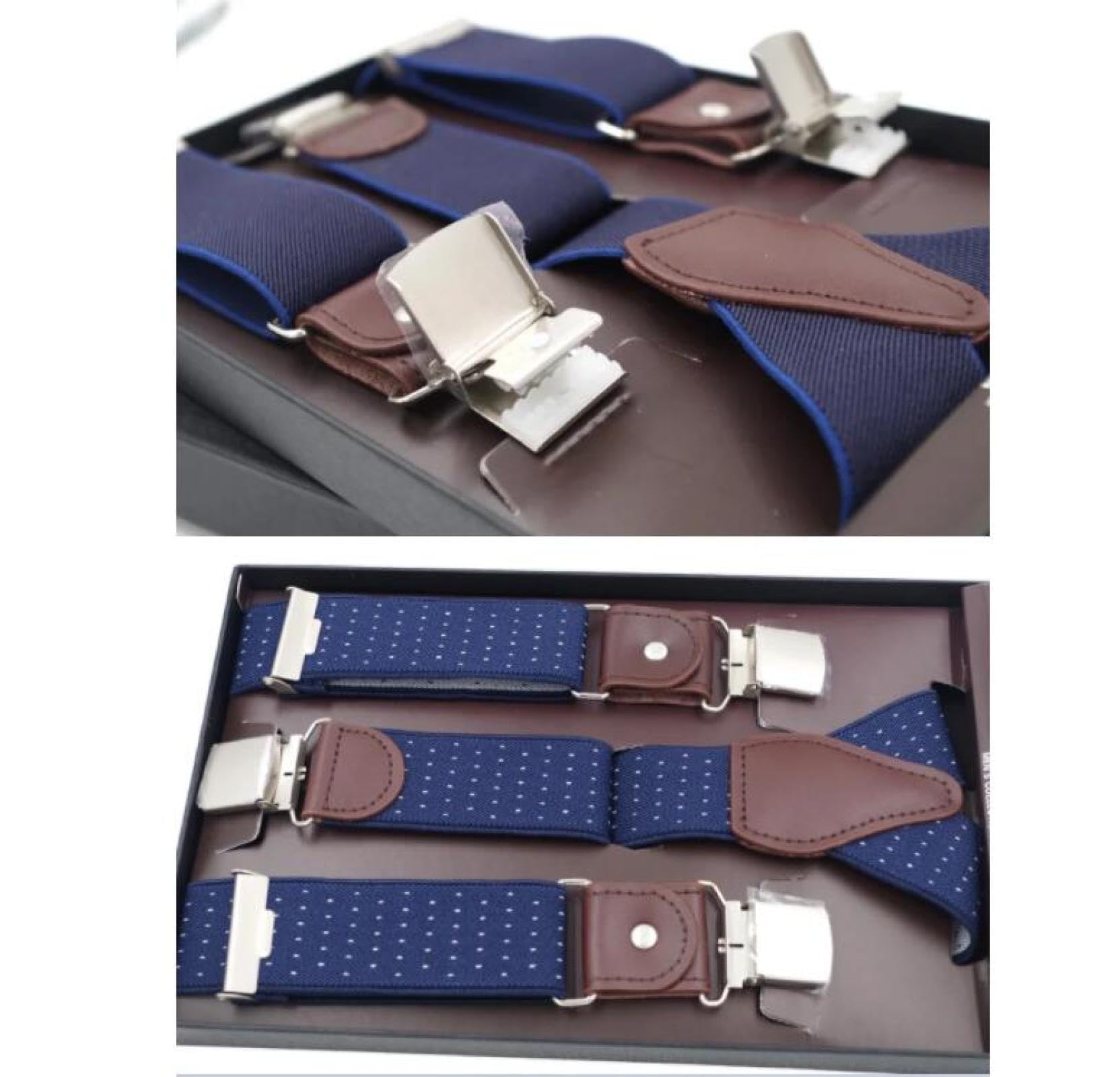 Bretelle Suspender Bretelle da Uomo Bretelle 3 Clip Sospensori Casual in Pelle Cinturino per Pantaloni Regalo per papà Bretelle