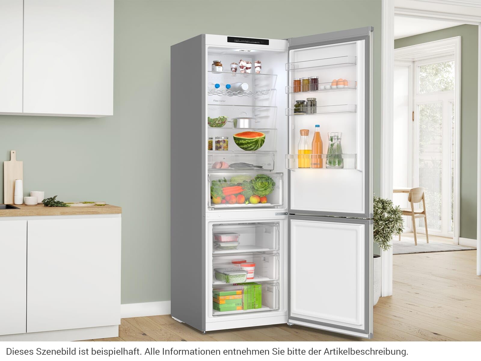 Bosch KGN492IDF, Serie 4, XXL-Stand-Kühl-Gefrier-Kombination, 203 x 70 cm, 311 L Kühlen & 129 L Gefrieren, NoFrost, VitaFresh XXL, MultiAirflow, Gebürsteter Stahl
