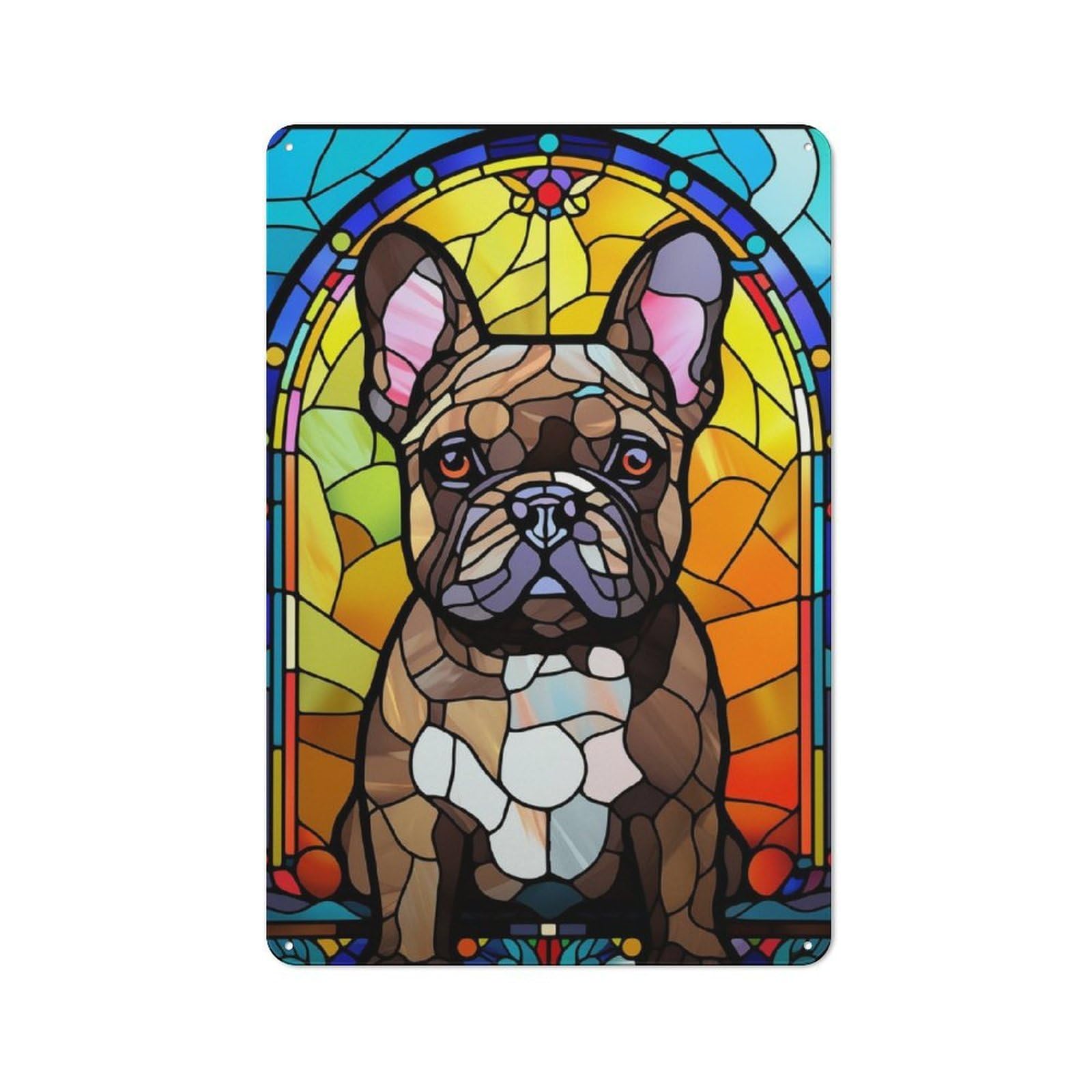 Junmoney French Bulldog Stained Retro Metal Gift Sign 30X20cm, Home Wall Decor For Flat, Dorm Room, Lounge Or Cafe