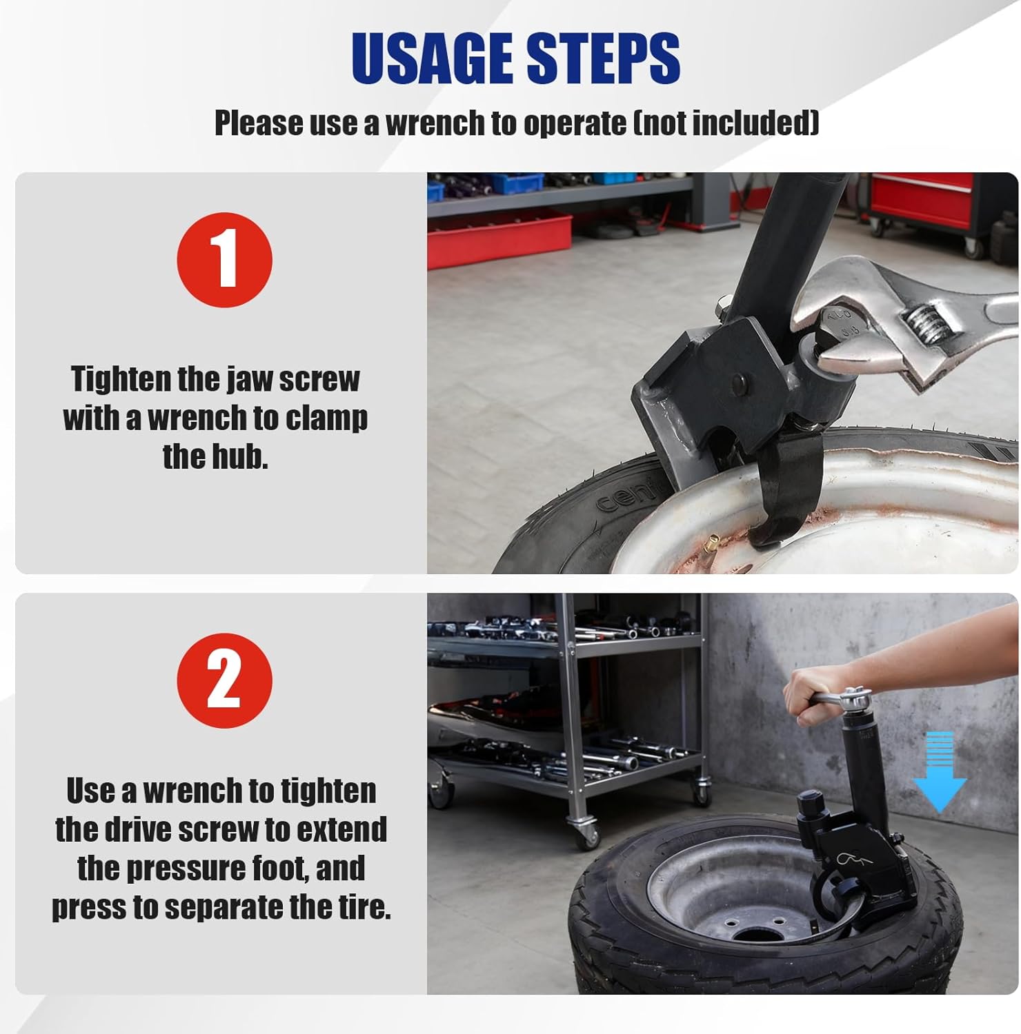 Manual Tire Bead Breaker – Heavy-Duty Bead Buster with Rubber Pad, 38-42 Inch (97-107cm) for Tire Removal, Works for ATV, Golf Cart, Buses,Trucks, Tractors, Motorcycles