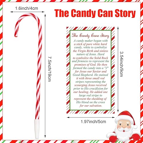 Miniatura 2 de Juego de 120 piezas de regalo de historia de bastón de caramelo, 60 tarjetas religiosas de historia de bastones de caramelo, 60 bolígrafos de bastón