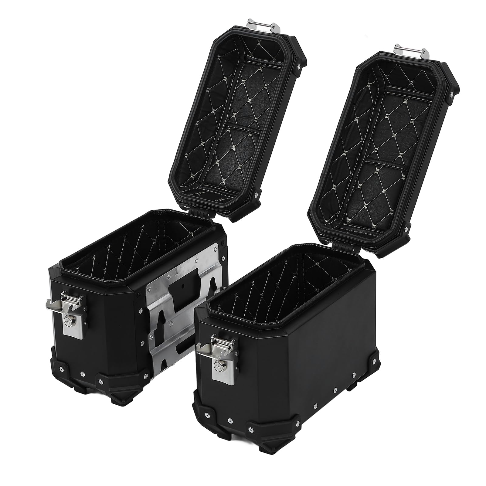 Walmeck Valise Latérale de Moto en Alliage D'aluminium, Support Rigide, Poignée de Verrouillage, Sacoche de Selle, Boîte de Casque, Bagages Universels, étanches, Antichocs, à Dégagement (Noire)