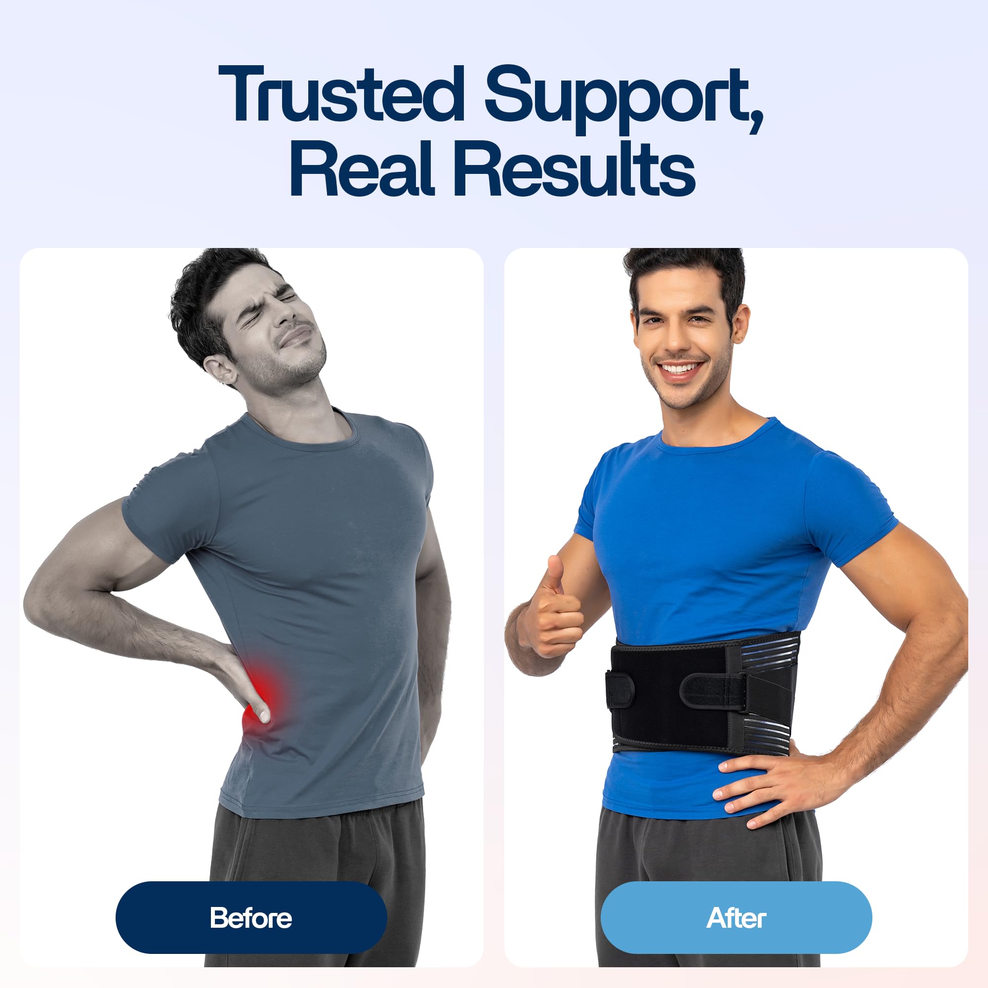 benoo Faja Lumbar – Soporte Ajustable para Dolor de Espalda Baja y Hernia de Disco – Transpirable, Cómodo e Ideal para el Trabajo y Uso Diario (Mediana (89–101 cm))