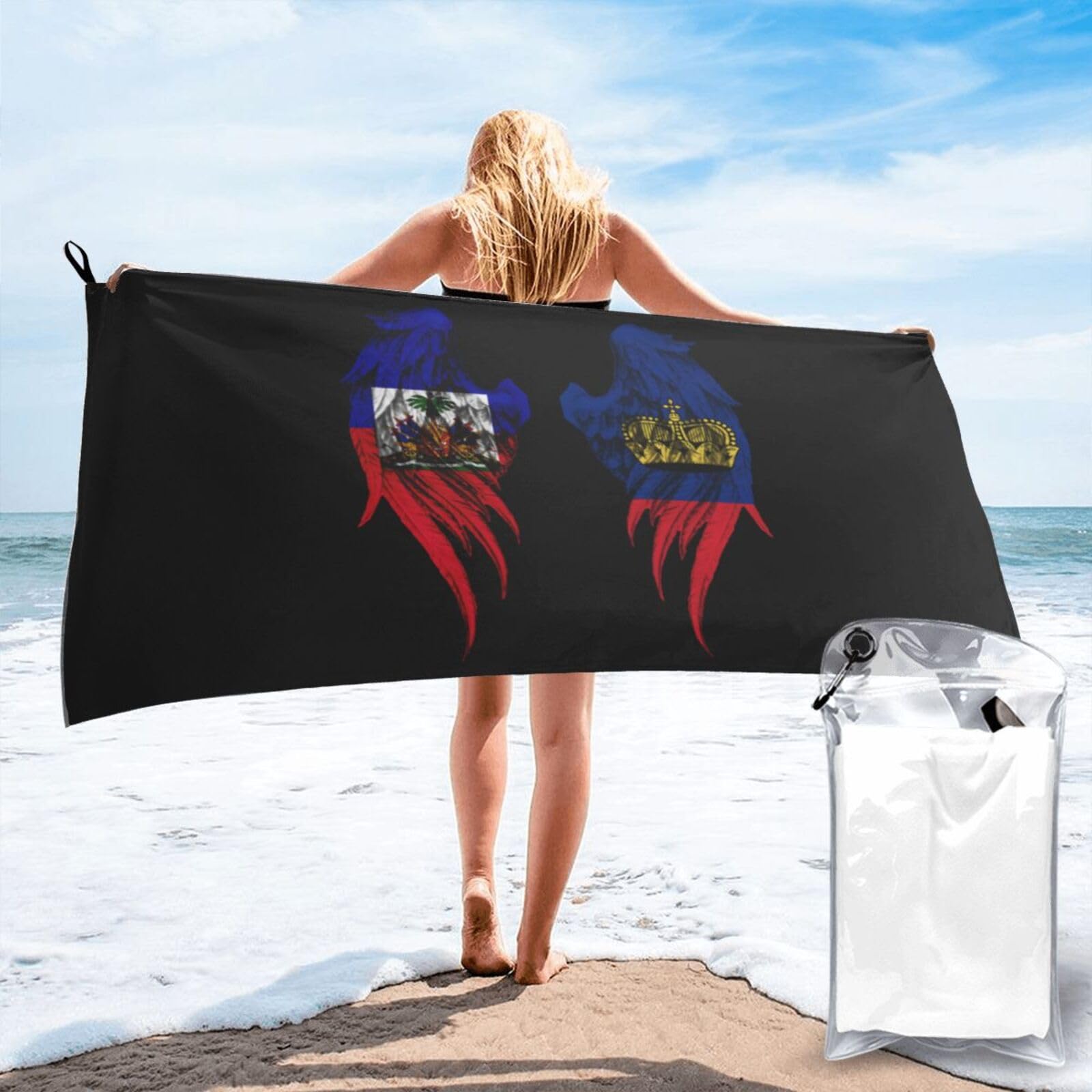 Toalla de playa de Haití y Liechtenstein de 70x140 cm con secado rápido