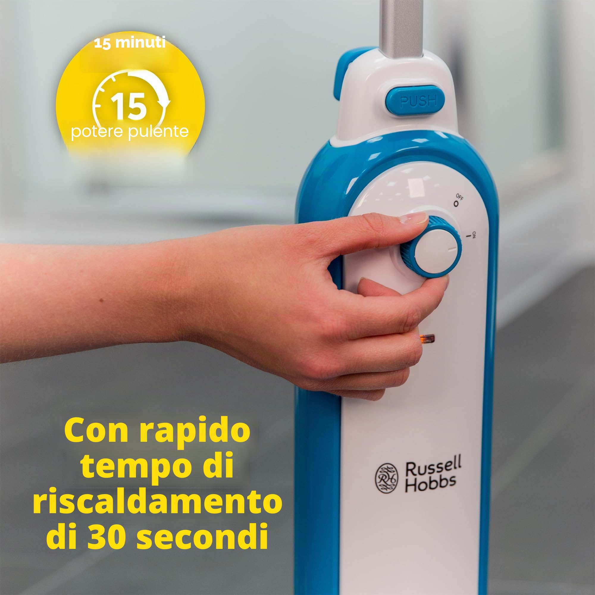 Russell Hobbs RHSM1001-G Steam and Clean Steam Mop White & Aqua - 2 anni di garanzia gratuita