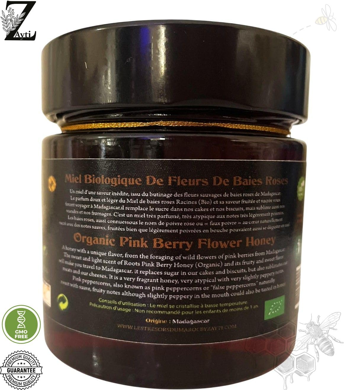 Pink Berry Flower Honey from Madagascar - 300g - 100% Natural, Harvested in the Anosy region south of Madagascar.