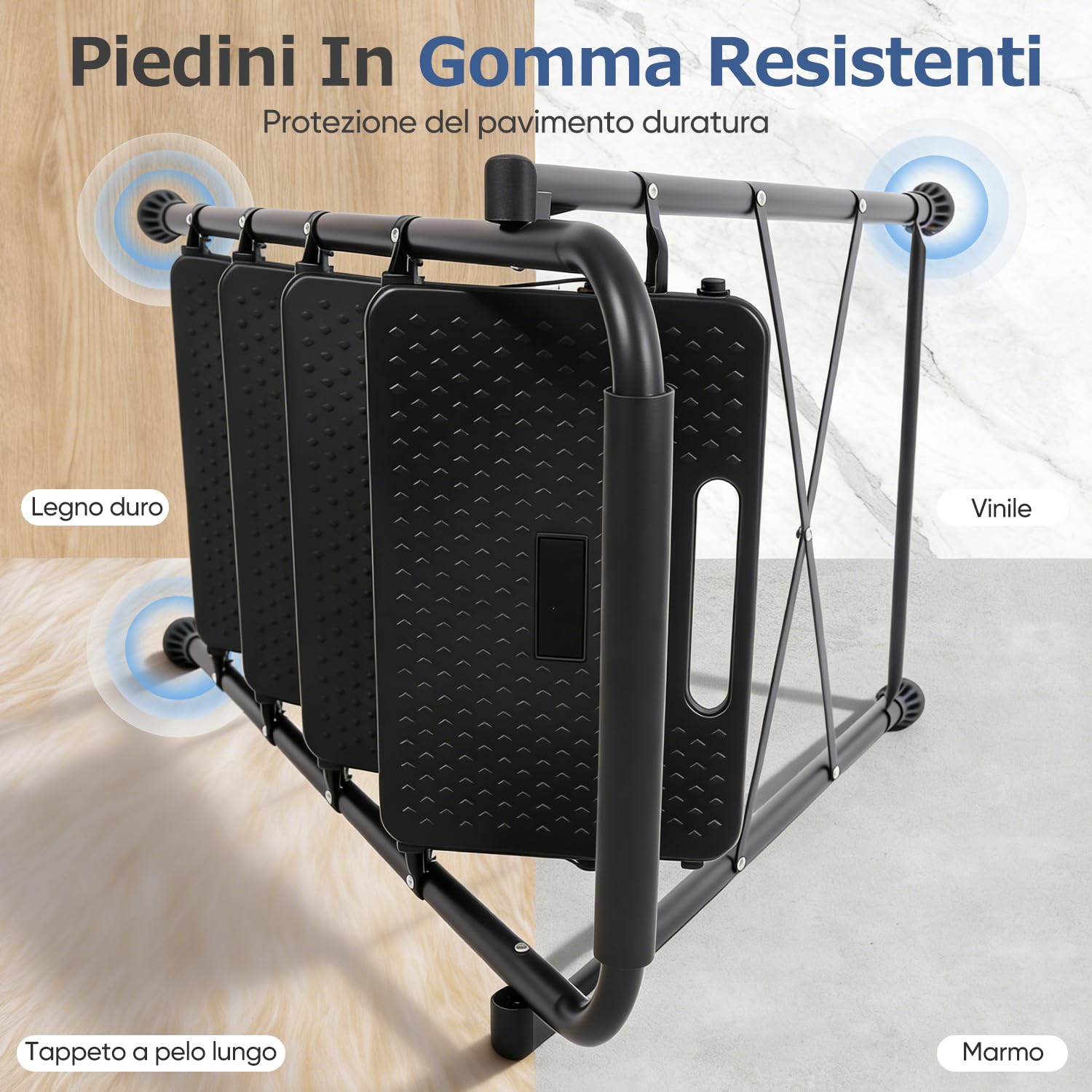 Sekey Scaletta Pieghevole 4 Gradini, Alto Scala Domestica con Telaio in Acciaio, Gradini di Plastico Antiscivoli, Pieghevole per Casa, TÜV & SGS, EN 131-2 & 14183, Capacità di Portata 150 Kg, Nero