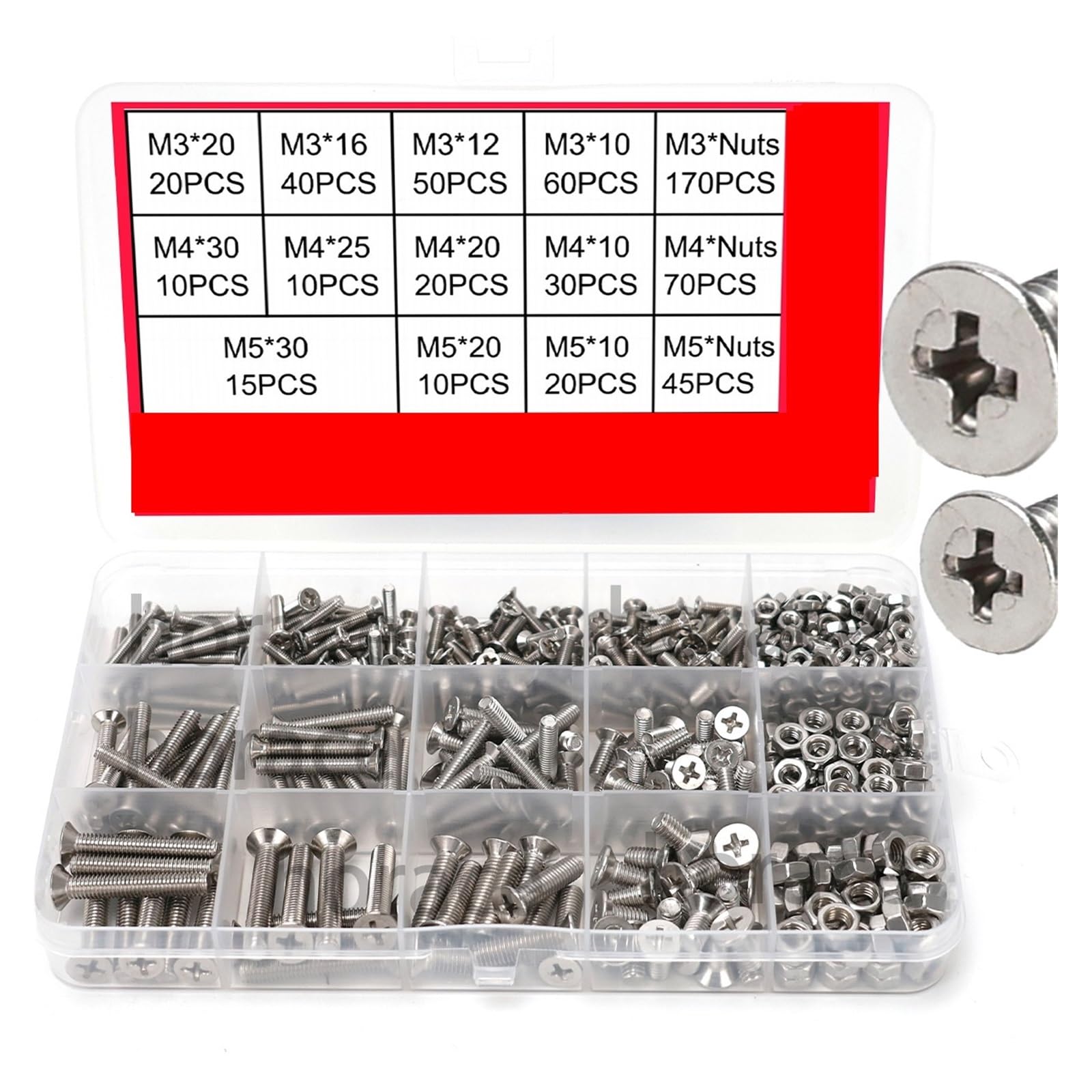 Tornillos Avellanados De 570 Piezas, Juego De Acero Inoxidable M3-M5