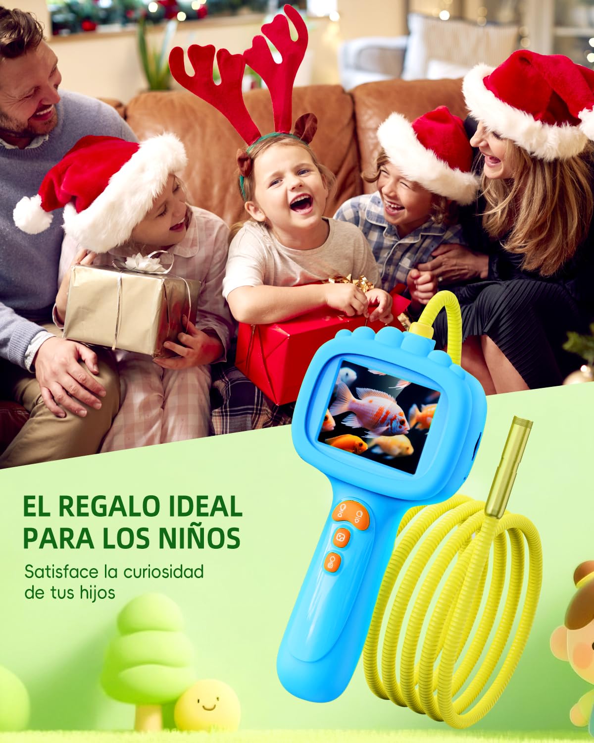 Cámara endoscópica para niños, cámara Ashfly 1080P, Stem Juguete para Exterior jardín Camping Naturaleza Descubrir, Regalo de cumpleaños para 4, 5, 6, 7, 8, 9, 10 años, niños y niñas (Azul)
