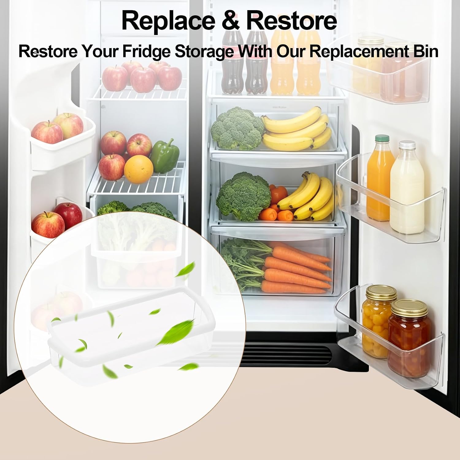 2-Pack WRS335FDDB02 Right Door Shelf Bin for Whirl-pool Ken-more Refrigerator ED5LHAXWS07 ED5LVAXWQ00 ED2FHEXVS02 ED5RHEXNL00 GS6SHAXKQ02 ED2FHAXST04 GD5SHAXLT02 10658142801 10655546402