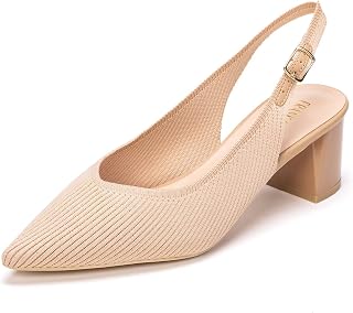 Frank Mully Women's Slingback Heels Pointed Toe Work Pumps Comfortable Chunky Pumps Closed Toe Stylish Dressy Shoes
