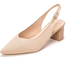 Frank Mully Womens Slingback Heels Pointed Toe Work Pumps Comfortable Chunky Pumps Closed Toe Stylish Dressy Shoes