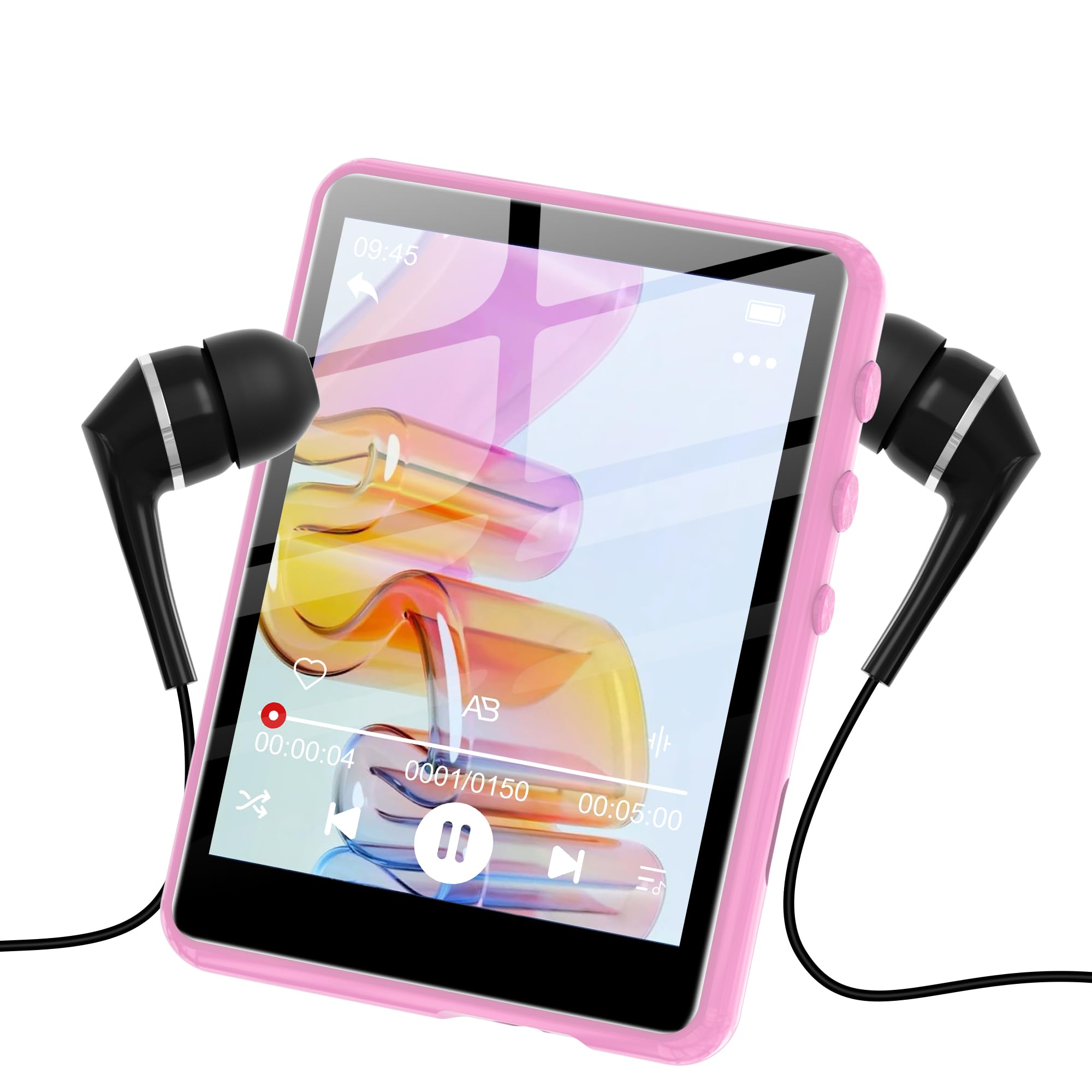 128GB MP3 Player with Bluetooth Pink- SWOFY M4 Music Player with Bluetooth 5.4, 2.4" Portable HiFi MP3 Player with FM Radio, HD Speaker, E-Book,Voice
