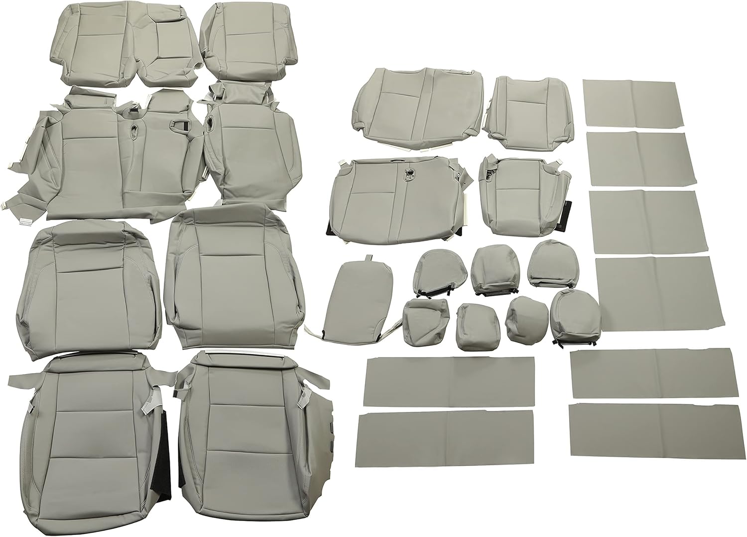 ECOTRIC Synthetic Leather Car Seat Covers Full Set Seat Cushion Protector Waterproof 7 Seat's Covers Compatible with 2014-2019 Toyota Highlander LE/Hybrid LE - Grey D21