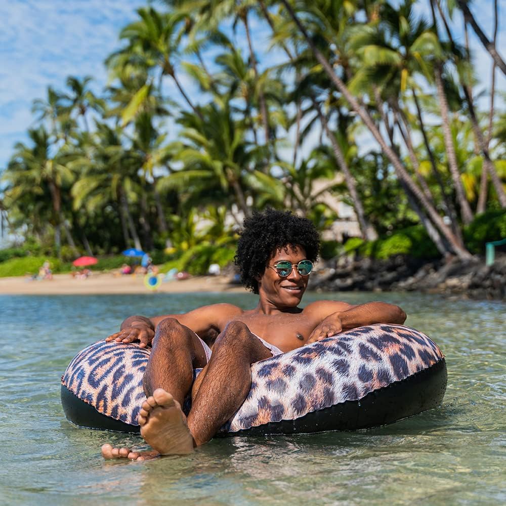Poolcandy Safari Collection Leopard Print Jumbo 48" Pool Tube; High Resolution Photo RealPrint Technology