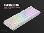 Geeky GK61 SE 60% | Mechanical Gaming Keyboard | 61 Keys Multi Color RGB LED Backlit for PC/Mac Gamer | ANSI US American Layout (White, Mechanical Red)
