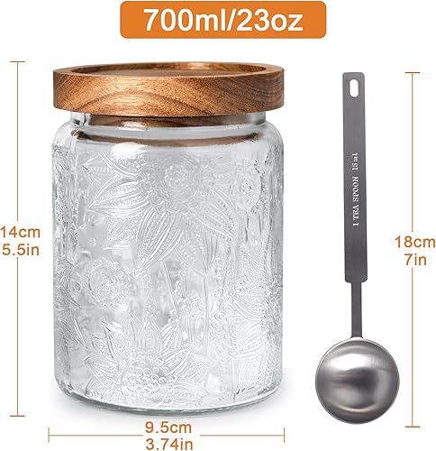 Miniatura 2 de INFTYLE Vantage - Tarro de vidrio de 23 oz23.7 fl oz, tapa de madera de acacia con cuchara medidora (juego de 1)