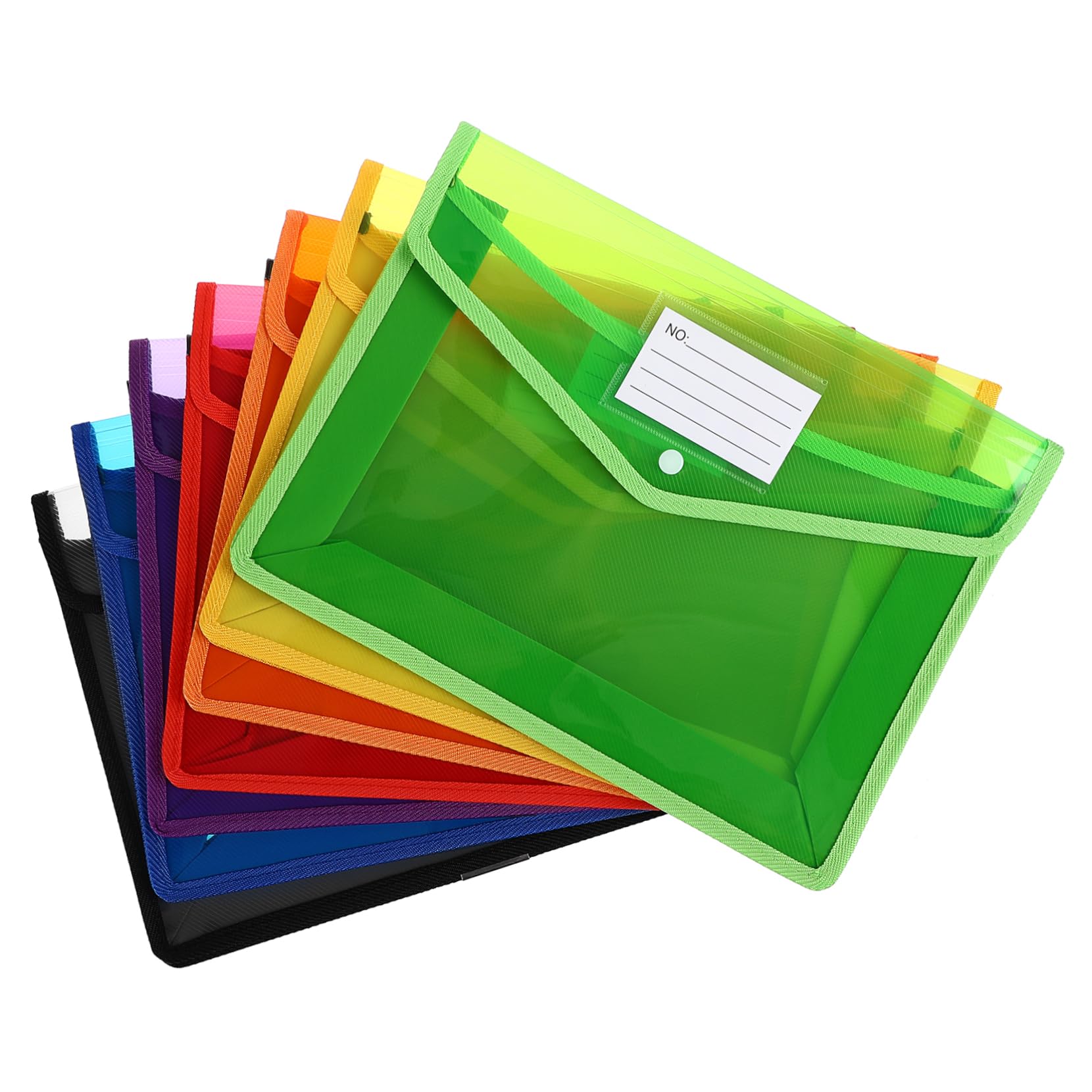 7 Pezzi Sacchetto di plastica a bottone cartella file trasparente busta trasparente per cancelleria custodia per file a bottone Organizzatore di documenti buste di plastica pp