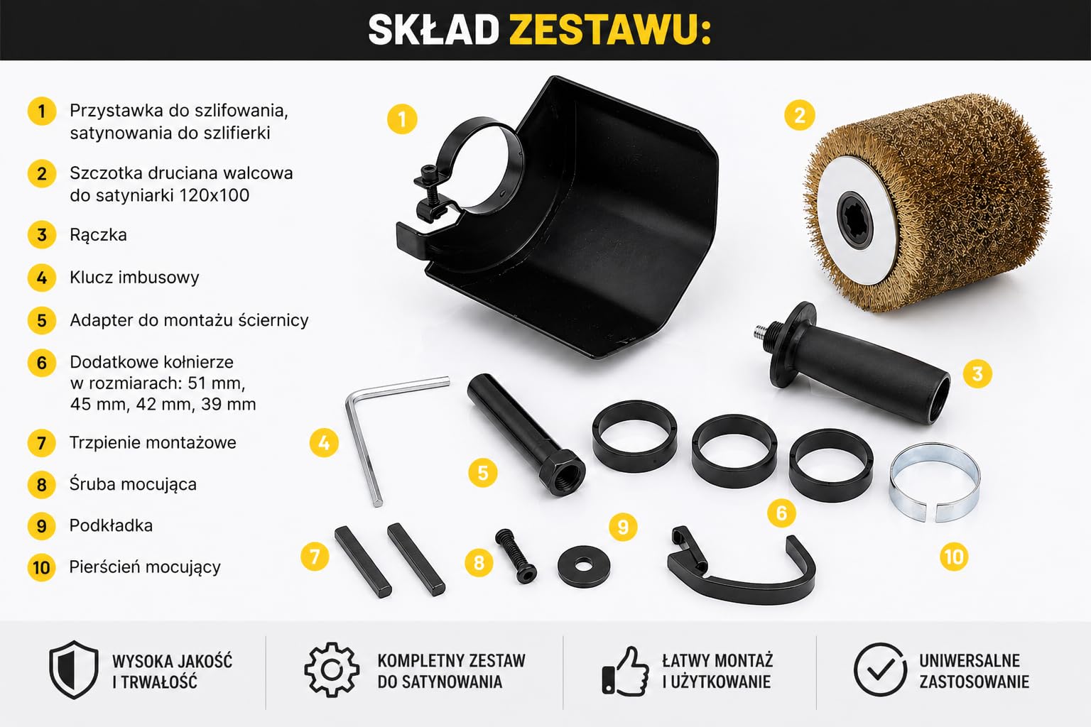 Przystawka do szlifierki kątowej M14 satyniarka + szczotka druciana zestaw do czyszczenia i szlifowania metalu stali rdzy