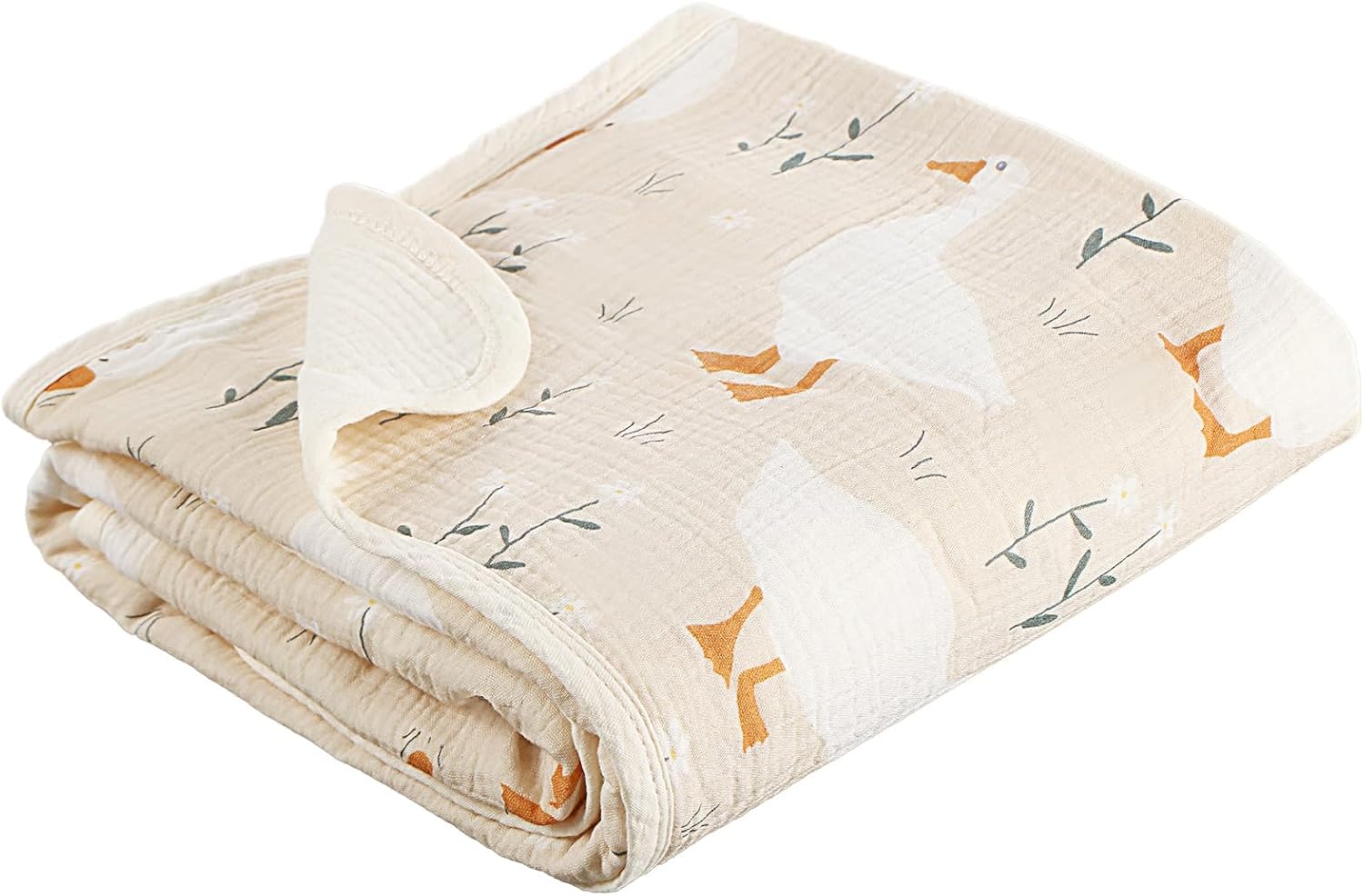 Breling Silly Goose Muslin Baby Blankets for Girls Boys, 100% Cotton Crib Blanket for Infant Toddler, 40 x 36 Inch Soft and Lightweight Nursery Swaddling Wrap