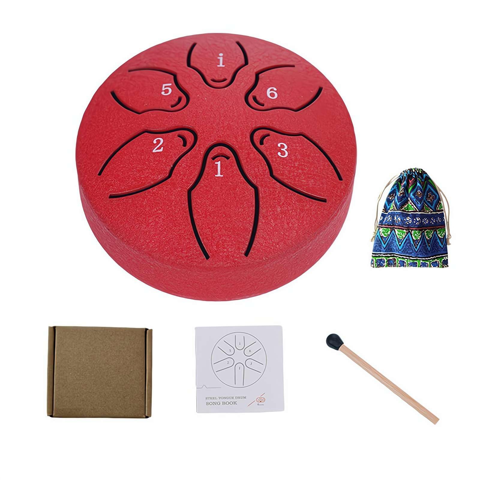 Rain Drum for Outside, 2024 Upgrade Ethereal Drum, Steel Tongue Drum Rain Chime, Mini Handpan Drum 3 Inches 6 Notes, Music Chimes Instrument for Rain Outdoor Garden for Kids (Red) — view 7