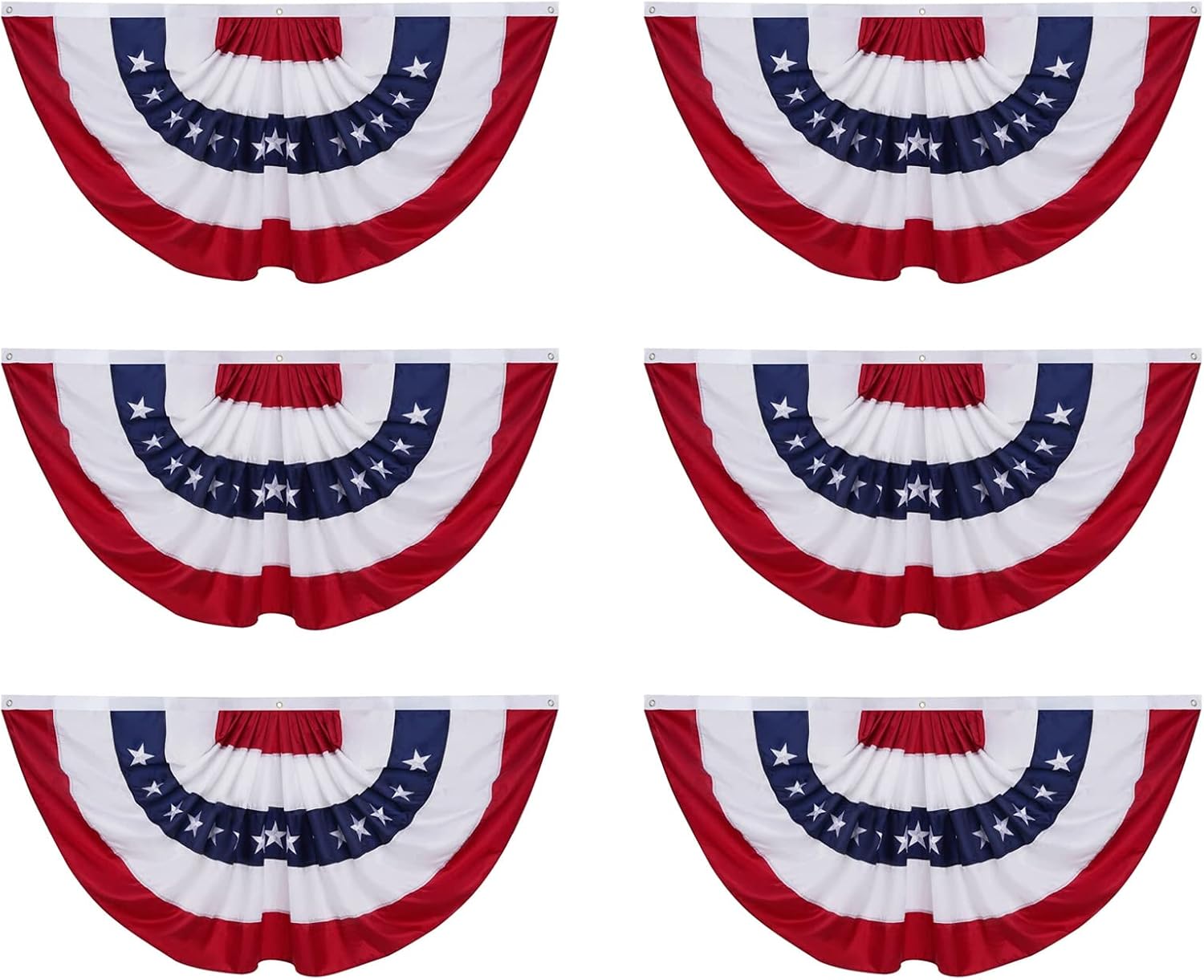 Homissor American Flag Bunting Outdoor 3x6 Ft 6 Packs US