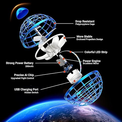 Miniatura 3 de OKPOW Cosmic Fly Ball Boomerang Hover – 2025 Galaxy Ball Flying Orbe Cosmic Flyball Juguete con luces coloridas recargable por USB controlado a mano