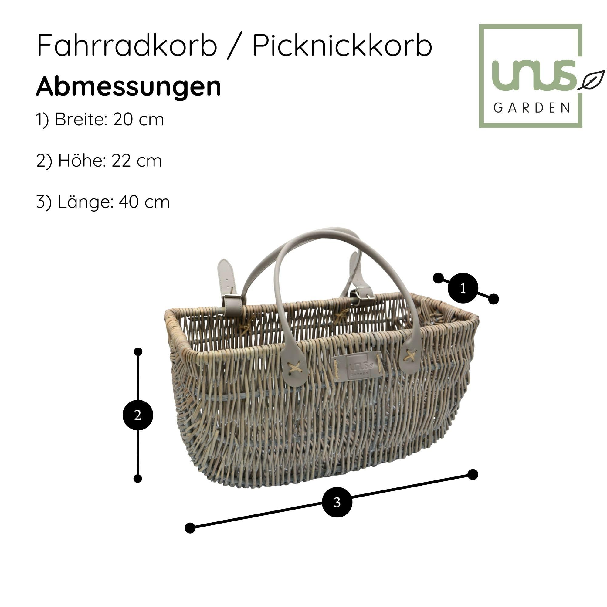UNUS Garden Panier En Osier Rustique Pour Vélo, Marron, Sangles En Cuir Pour Fixation à L UNUS Garden Panier En Osier Rustique Pour Vélo, Marron, Sangles En Cuir Pour Fixation à L