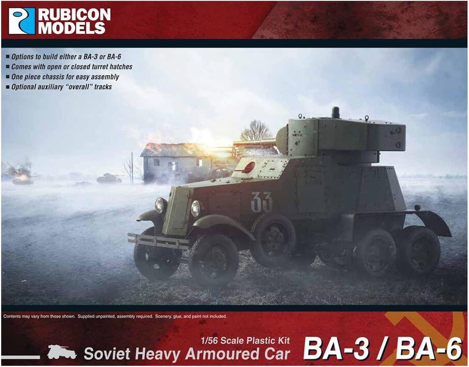 Rubicon Models RB0084 1/56 Soviet Army BA-3/BA-6 Armored Car Plastic Model