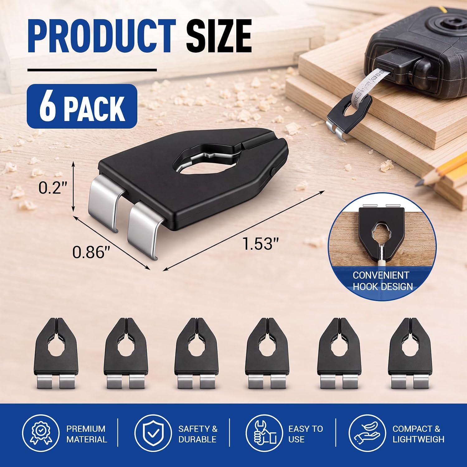 Shimeyao 6 Pcs End Hook for Chalk Line Boxes Chalk Line Anchor Hook Tool for Carpentry, Framing, and Home Renovation