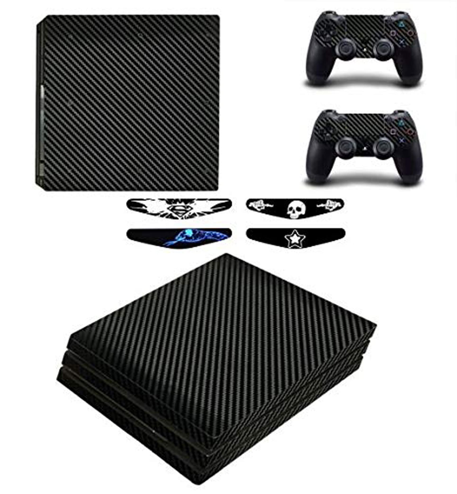 Elton Black Carbon Theme 3M Skin Sticker Cover for PS4 Pro Console and Controllers + 4 Led bar Decal (B08XBQ7LBV) Amazon Price History, Amazon Price Tracker