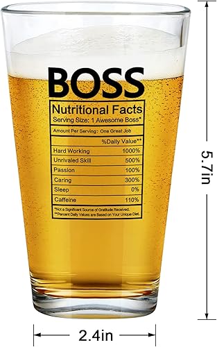 Miniatura 7 de Modwnfy Boss Nutritional Facts - Vaso de cerveza, regalos del día del jefe para hombres, jefe, empleador, compañeros de trabajo, amigos, divertido