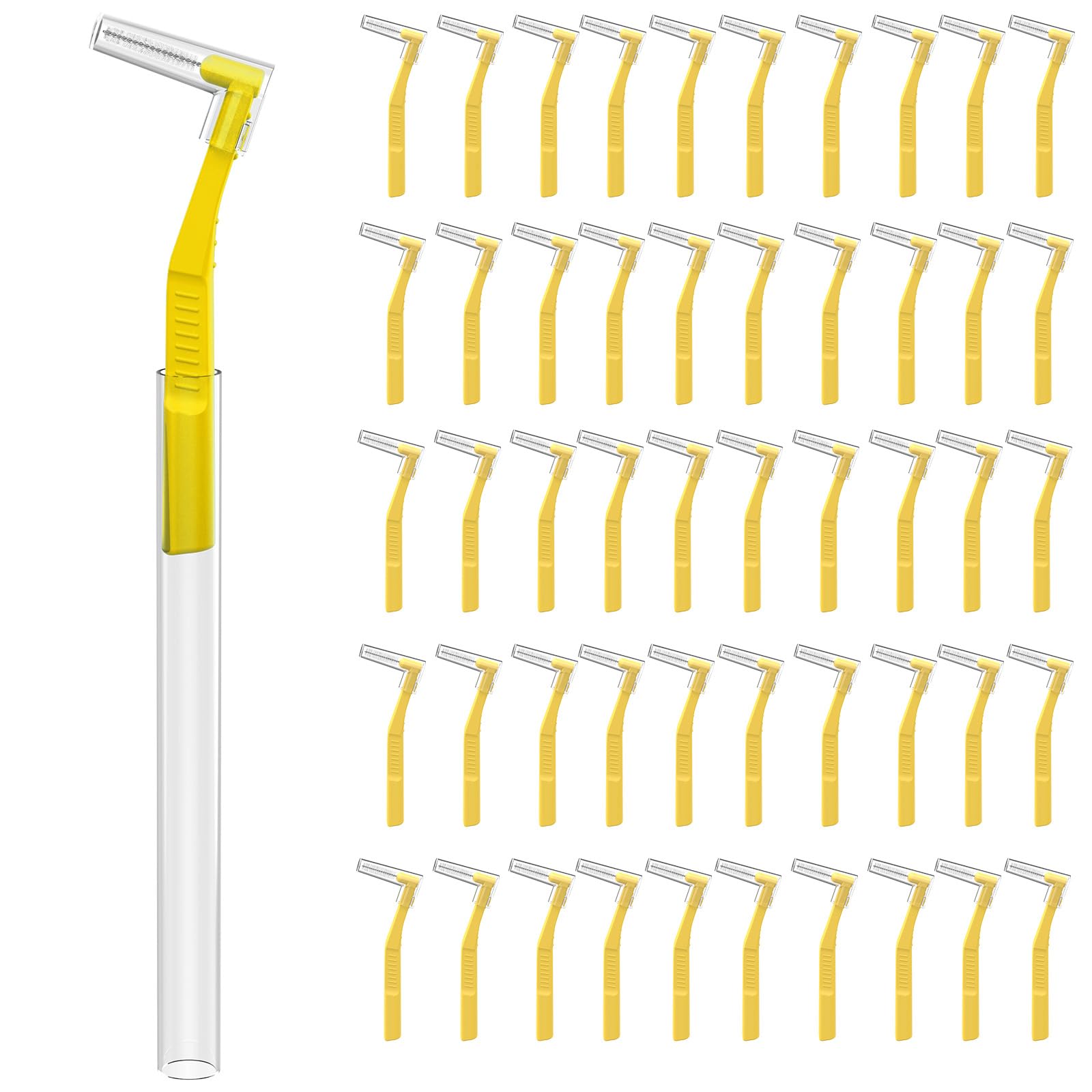 50 Count Angle Interdental Brushes with Extended Handles, Wide(1.0mm)