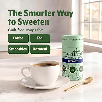 SweetLeaf Organic Pure Stevia Powder Shaker Jar 0.9 Oz (1 Pack) - Zero Calorie Sweetener No Erythritol, Stevia Leaf Extract, Natural Sugar Substitute for Coffee & Baking, Sugar Free, Keto Friendly