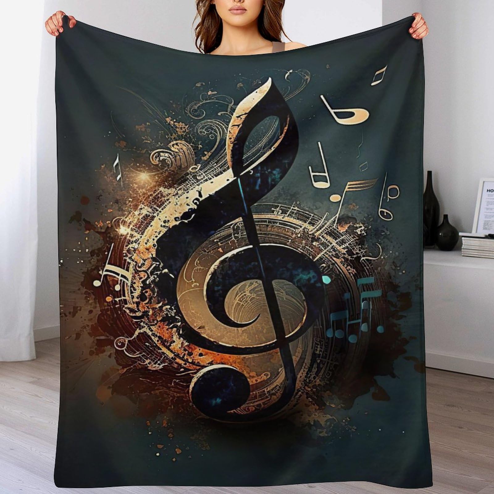 Couverture Polaire Musique en Flanelle Douce pour Soirée Cocooning sur Canapé