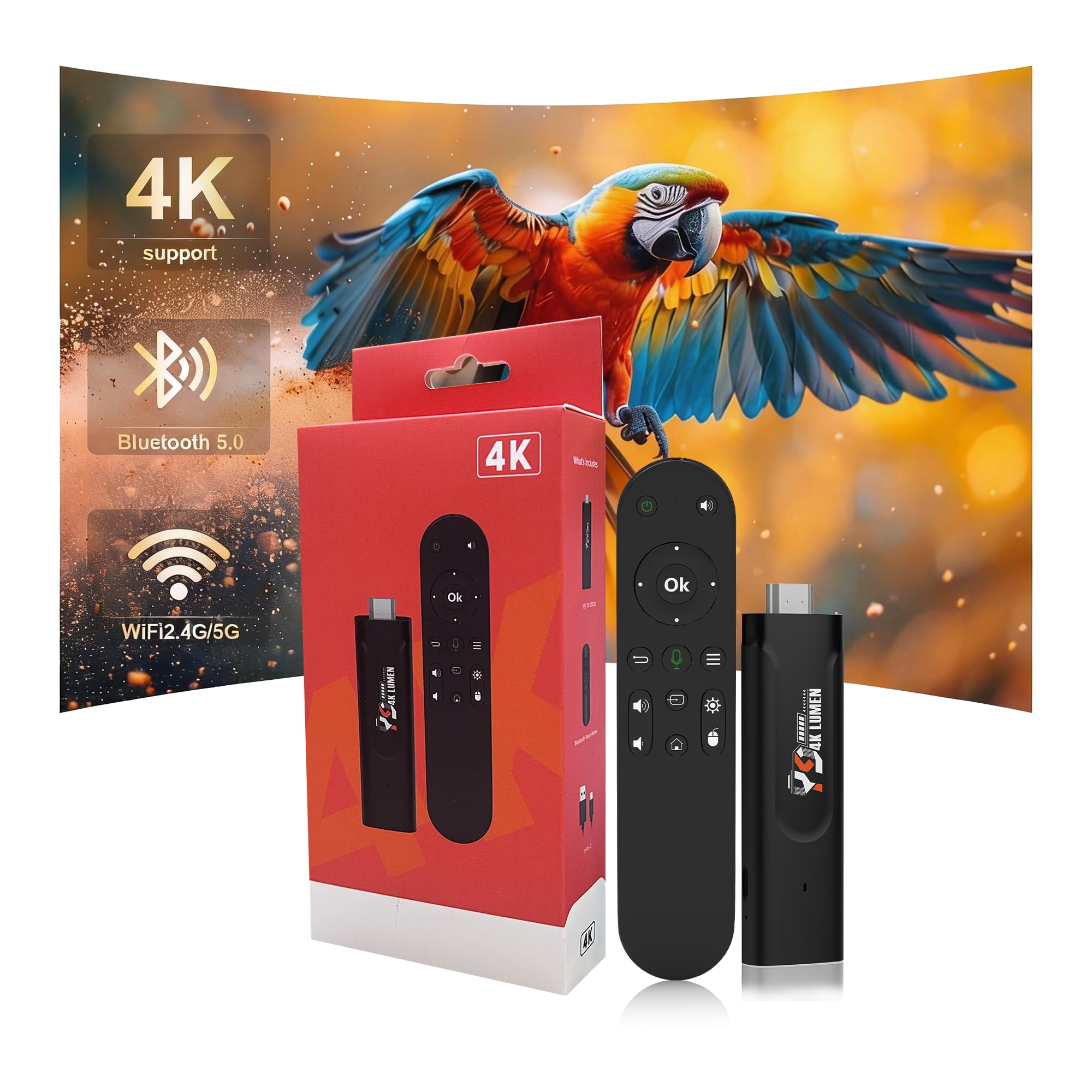 Android 13.0 TV Stick 4K, Ultra-Portable Smart TV Stick 2GB RAM 16GB ROM, Supports 2.4G/5G WiFi Bluetooth 5.0 USB HDR10 with Voice Remote Control for Home Theaters and Smart TV Upgrades