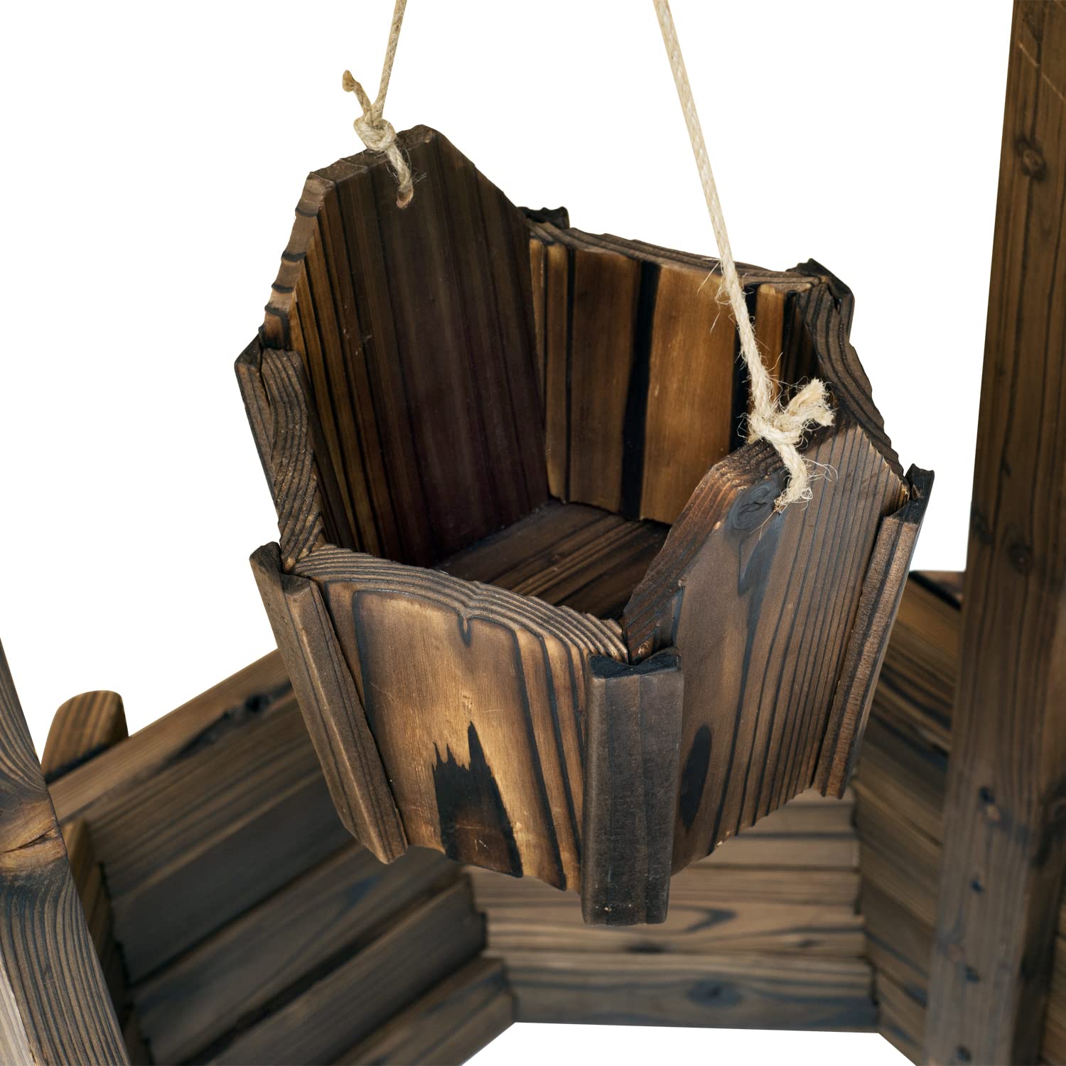 Outsunny décoratif puits en Bois d'extérieur Pot de Fleurs Jardin Décor de Jardin W/Seau