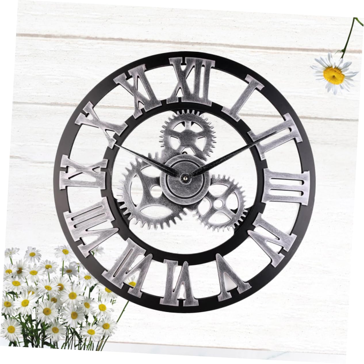 Ciieeo Reloj de Pared Decorativo de Estilo Industrial Retro Batería para Salas de Estar Cocinas Oficinas Diseño de Engranajes para Decoración de Pared