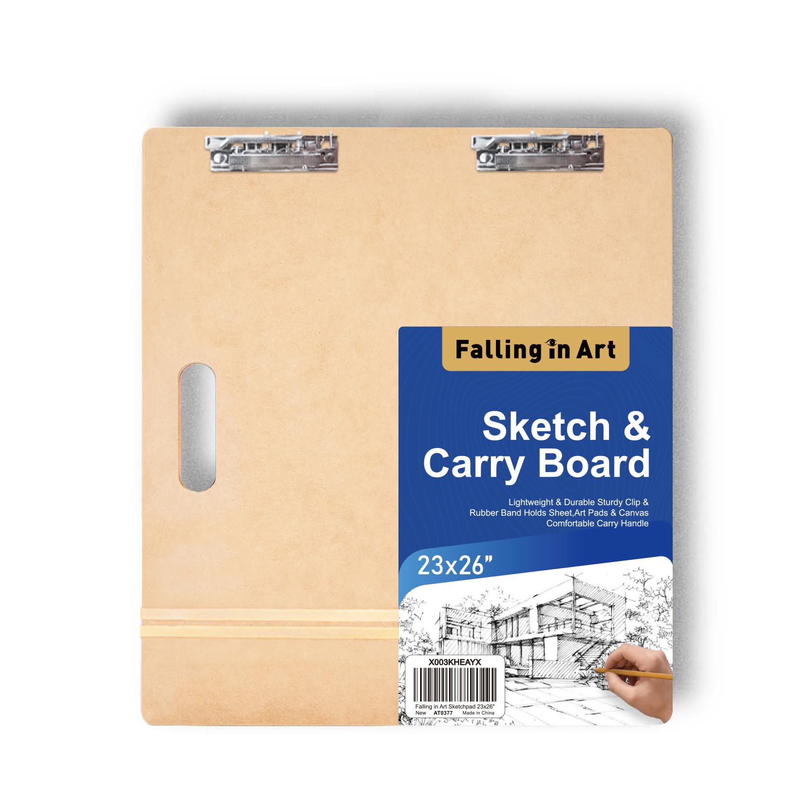 Falling in Art 23x26 Sketch Board with Sturdy Clip &Rubber Bands