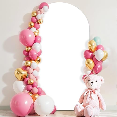 Cubierta de arco de boda de 7.2 pies de doble cara de elastano ajustable para parte superior redonda, fundas de soporte para telón de fondo Chiara