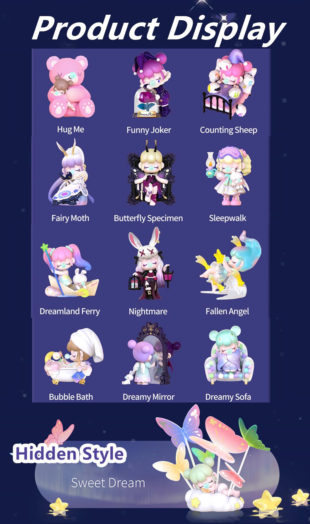 ROBOTIME Action Figure Surprise Nanci Blind Box Popular Toy Collectible Art Toy Exclusive Kawaii Fantastic Creative Gift Room Decor Desktop Cute Figure, for Christmas Birthday Party Holiday (Dream)