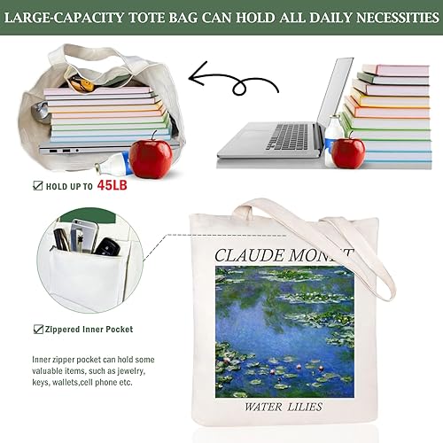 Miniatura 6 de Andeiltech Canvas Tote Bag Aesthetic Cute Vintage Tote Bags Book Shoulder bag Gifts Reusable Grocery Bags for Women