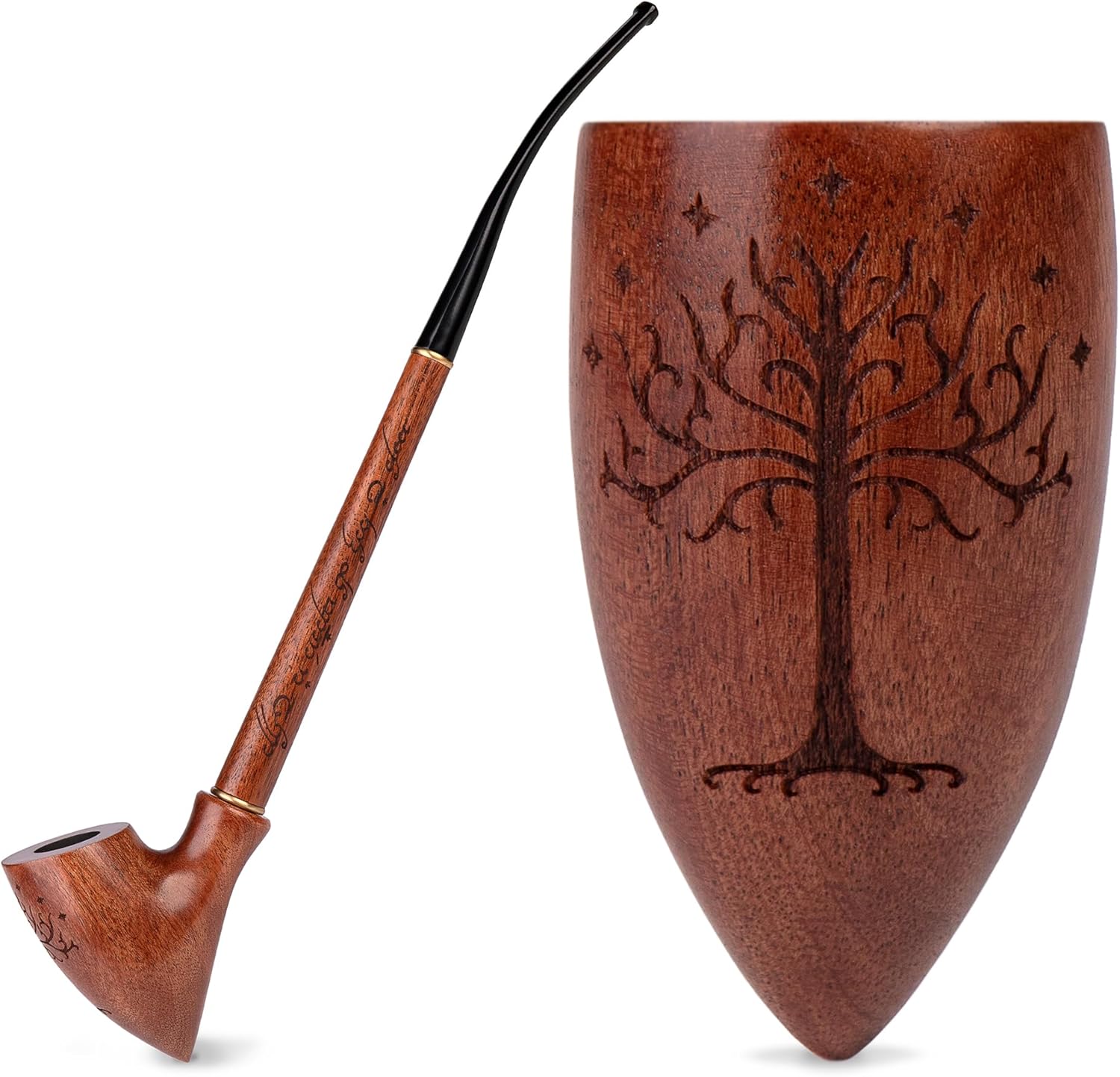 13.2" long wooden Tobacco Smoking Pipe. Churchwarden pipes - (33cm) for 9mm filter. Velvet pouch gift