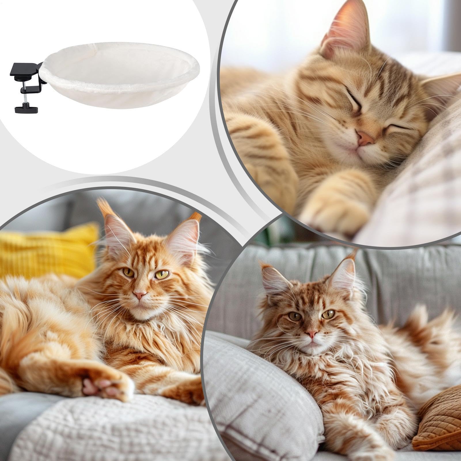 Cat Bed For Desk - 180° Rotating Kitten Hammock, Supporting Up To 50 Lbs | Comfortable Lounging And Resting, Washable Cat Bed For Sleeping Indoors, Balcony, Bookshelf, Windowsill Or Workplace